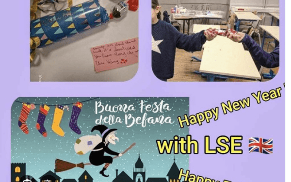 Happy Befana’s Day !Les élèves du groupe « Let’s speak English » ont fêté la nouvelle année en partageant des crackers et des douceurs ✨️